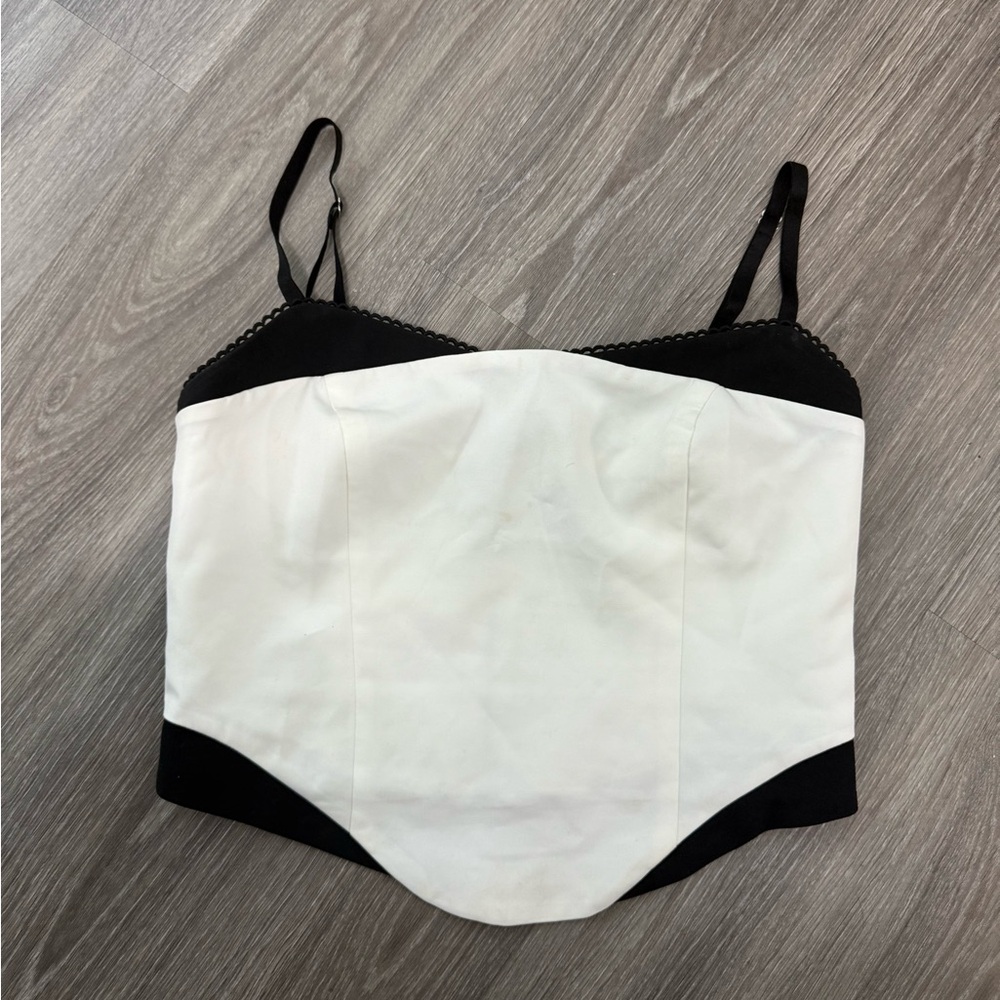 White Fox Bustier Top Black and White